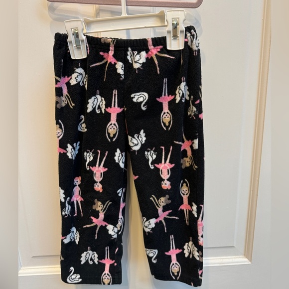 Carter’s 2T Girls Black & Pink Ballerina Fleece Pajama Pants - Picture 1 of 4